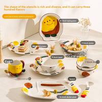 Ensemble de vaisselle en céramique de dessin animé Ins bols à riz assiettes de qualité de restaurant bols de couleur sous glaçure assiettes ensemble de vaisselle en céramique
