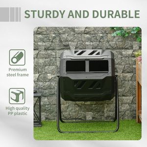 Compostador de Plástico Negro Lisen SL-GCB de 43 Galones/160L, Compostador Giratorio para Jardín - Product Image 2