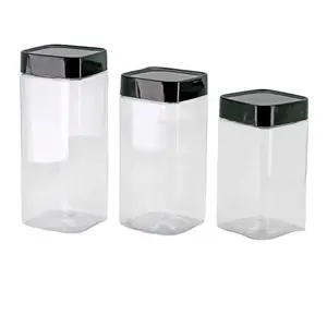 300/400/500/550 ml Food Grade Square Plastic Sealable Jar For Plants , Pet's Biscuits Dry Food Storage Plastic Can Square