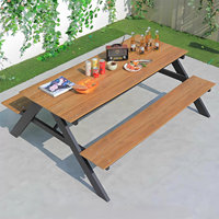 Ensemble table et chaises intégrées en WPC anti-pourriture pour cour, jardin, terrasse, gîte, café, restauration, mobilier d'extérieur commercial