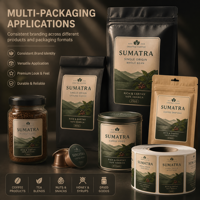 Étiquettes autocollantes personnalisées en vinyle holographique résistant à l'huile pour grains de café, étiquettes d'emballage imperméables pour bouteilles et sacs de café