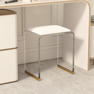 Taburete de <span class=keywords><strong>Maquillaje</strong></span> y Vestidor de Acrílico Transparente de Alta Gama, Estilo Moderno y Lujoso para Dormitorio de Niñas y Vestidor, Modelo N-01 - Product Image 1