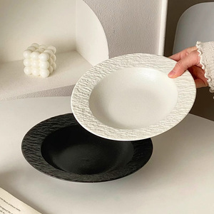 Plato de porcelana con textura redonda blanca elegante, ensalada, postre, sopa, <span class=keywords><strong>Pasta</strong></span>, platos de comedor, bandeja para servir, vajilla para restaurante - Product Image 4