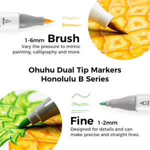 <span class=keywords><strong>Ohuhu</strong></span> Honolulu 320 B couleurs marqueurs d'art d'<span class=keywords><strong>alcool</strong></span> à double pointe (nouvelle version) - Product Image 4