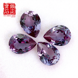 Piedra Suelta <span class=keywords><strong>de</strong></span> Alejandrita y Zafiro Cultivada en Laboratorio, Corte Pera, Pulida, con Cambio <span class=keywords><strong>de</strong></span> Color, 4*6-8*10mm, Certificada para Joyería - Product Image 1