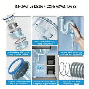 Tuyau de vidange flexible personnalisé pour évier de cuisine, siphon d'évier, accessoires d'évier, vente en gros - Product Image 6