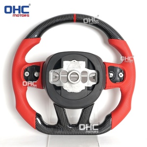 Volant sport en fibre de carbone pour <span class=keywords><strong>Dodge</strong></span> <span class=keywords><strong>Challenger</strong></span> Charger Durango Hellcat 2015-2025 en cuir rouge avec poignée ergonomique – Entrepôt USA - Product Image 4