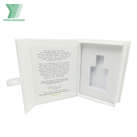 Emballage de parfum personnalisé en forme de livre avec laminage mat à texture lin, boîte cadeau rigide pour parfum, inserts en mousse EVA pour usage cosmétique