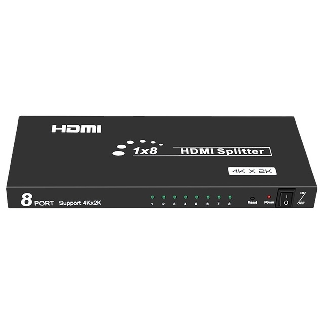 FJ-4K108 Fjgear Eight-port hdmi Splitter 1 in 8 Out Plug and Play Hdmi1.4 Iron Shell 3840*2160@30hz
