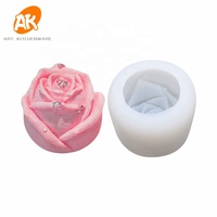 Moule à savon en Silicone Rose en forme de boule de glace, bricolage artisanal, à bougie pour décor de gâteau de mariage, 3D
