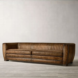 Sofá de Cuero RH ROURKE, Chesterfield de Cuero Genuino de 3 Plazas con Patas de Metal, Muebles de Sala de Estar de Lujo en Color Marrón Oscuro - Product Image 2