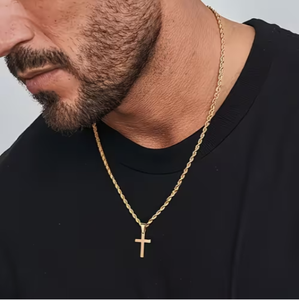 Colgante de Cruz de Acero Inoxidable, con Cadena de Cuerda, para Hombres y Mujeres, NS10058 - Product Image 1