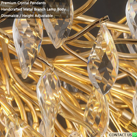 Lustre moderne de luxe en cristal en forme de branche d'arbre, luminaire suspendu pour salon, salle à manger, hôtel, villa, décoration de plafond dorée de luxe
