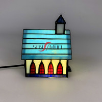 Usine Chinoise En Gros Personnalisé Vitrail Tiffany Style Dimmable LED Cadeau De Noël Lampe Veilleuse Belle Petite Maison
