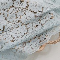 Dentelle florale en coton et nylon de qualité supérieure YY avec bordure en dentelle à franges, bleu clair, tissu en dentelle française pour la couture et les robes