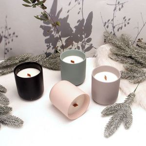 เทียนเซรามิกมินิมอลทรงกระบอก กลิ่นดอกไม้ตกแต่งบ้าน สีชมพู เทา ดำ เขียว - Product Image 4