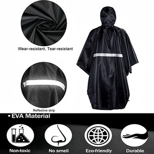 Custom <strong>Waterproof</strong> <strong>Poncho</strong> Raincoat Reusable Hooded Rain Coat Lightweight <strong>Poncho</strong> with Reflective Stripe <strong>for</strong> Outdoor Travel - Product Image 3
