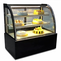 Réfrigérateur commercial LED pour gâteaux et pains, vitrine réfrigérée à air avec verre incurvé, contrôle numérique de la température, température unique