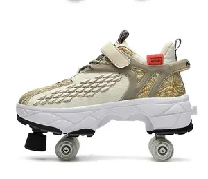 Patines <span class=keywords><strong>de</strong></span> Ruedas Deformables para <span class=keywords><strong>Mujer</strong></span>, Zapatos con Ruedas <span class=keywords><strong>de</strong></span> Doble <span class=keywords><strong>Fila</strong></span> y Cuatro Ruedas para Niñas y Mujeres, Zapatos Deportivos <span class=keywords><strong>de</strong></span> Skateboard <span class=keywords><strong>de</strong></span> Doble Propósito - Product Image 1