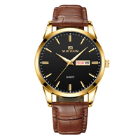 Montre couple classique en cuir étanche VAVA VOOM, vente en gros, pas cher, pour femmes et hommes, avec logo personnalisé, calendrier, montre à aiguilles