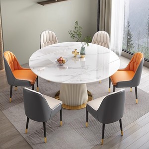 Juego de <span class=keywords><strong>mesa</strong></span> de comedor y silla <span class=keywords><strong>redonda</strong></span> plegable minimalista moderno <span class=keywords><strong>para</strong></span> cocinas pequeñas estilo de losa de roca - Product Image 2