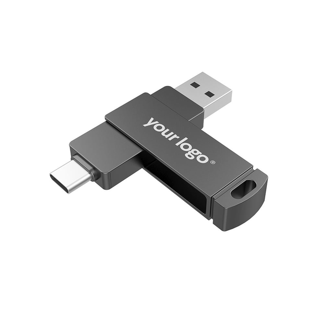 GL Factory Price New Custom Logo Portable 2-in-1 Metal USB 3.0 128GB/64GB/32GB Flash Drive with 1-Year Warranty