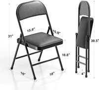 Chaise pliante lourde à dossier à cadre métallique pour usage intérieur et extérieur École de bureau à domicile