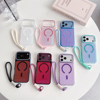 Coque de téléphone translucide avec bracelet dégradé de couleur pour iPhone 18 17 Pro Max, compatible avec la charge sans fil, magnétique et antichoc