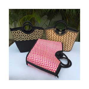 Fourre-tout fourre-tout en osier de bambou avec fougère vente en gros de sacs à main poignée mode naturel du fabricant du Vietnam OEM ODM meilleur conçu - Product Image 6