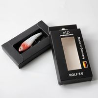 Boîte d'emballage d'appâts de poisson en papier noir imprimé de logo personnalisé avec fenêtre en PVC Boîte d'emballage d'hameçon de pêche pour petit jouet