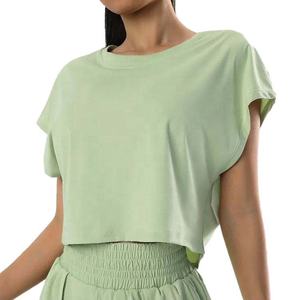 Factory Custom Summer Women Tshirt High Quality Crew Neck Crop Top Tshirt Women logo Printed Loose Gym Tshirts for Women - Product Image 3