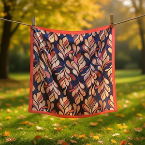 Foulard quadrato piccolo a forma di foglia 70x70 cm con stampa alla moda per accessori da donna - Product Image 2