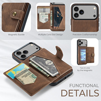 Casing Ponsel Kulit PU Mewah dengan Slot Kartu Lepas Pasang untuk iPhone 18 Pro Max 18 17 16 Flip Wallet Phone Cover