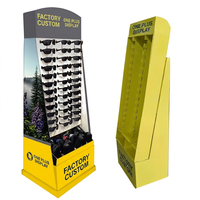 Présentoir rotatif personnalisé à 4 faces en carton pour lunettes de soleil avec éclairage LED, support de sol tournant en papier pour la vente au détail