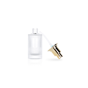 Luxury Skincare Packaging Vertical Striped Glass Bottle Customized Lotion Bottle Cosmetics Container Empty With Pump Cap Dropper - Product Image 5