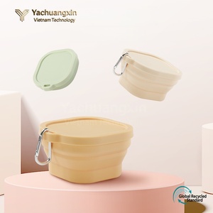 Tazón cuadrado pequeño plegable de silicona portátil para viajes al aire libre, juego de vajilla para lonchera, tazón de silicona de grado alimenticio para fideos instantáneos - Product Image 2