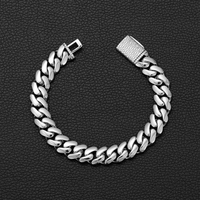 Chaîne cubaine plate pour homme 12-22 mm en acier inoxydable, bijoux hip-hop sertis de pierres avec fermoir boîte