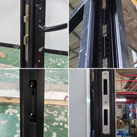 Portes françaises extérieures en aluminium à vitrage divisé, noires, fines, pour patio