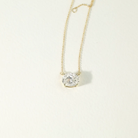 Colgante Minimalista de Diamante Ovalado Cultivado en Laboratorio con Engaste de Garras en Oro Sólido de 10K, 14K, 18K, Colgante Solitario de Diamante, Regalo Nupcial