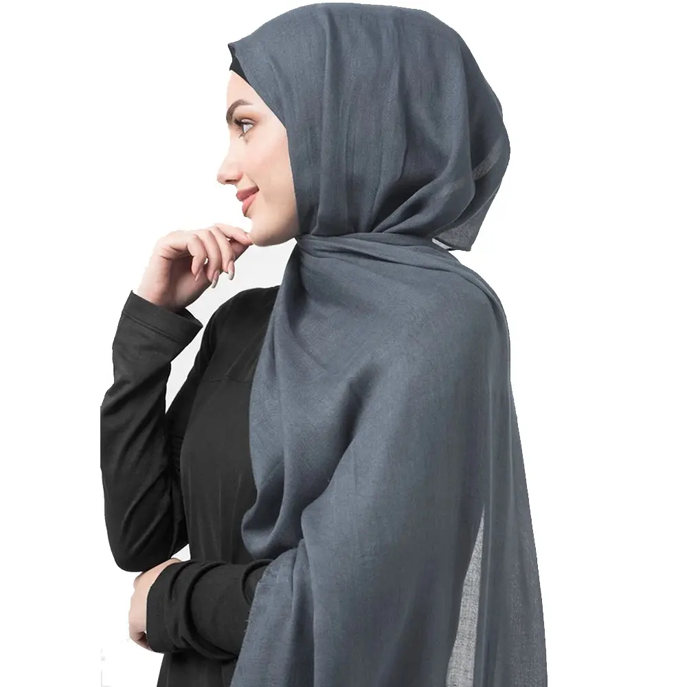 Tudung-Pañuelo de gasa para mujer, hijab musulmán tejido liso de gran tamaño, malayo