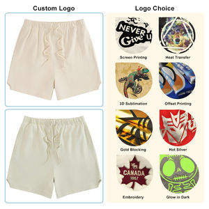 Pantalones Cortos Deportivos de Verano para Hombre, 100% Algodón de Alta Calidad, Logotipo Personalizado, Venta al por Mayor, Ajuste Holgado, Color Liso, con Cordón - Product Image 2