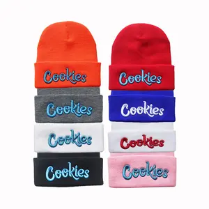One size fits most cheap knitted cuff beanie custom embroidery logo unisex acrylic winter beanie toques