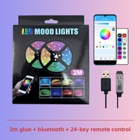 Lampu LED 5V 5050 RGB Strip Tujuh Warna USB Epoxy ABS Tahan Air 24 Tombol Lampu Suasana Latar Belakang TV Daya Tahan 50000 Jam