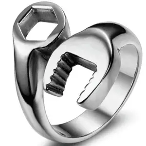 Anel de chave anel para homens, anel de aço inoxidável personalizado, chave exageradora de prata, anel para homens