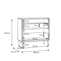 Commode à 3 tiroirs Combohome pour chambre à coucher, commode en bois moderne avec un grand espace de rangement pour chambre à coucher, couloir, salon