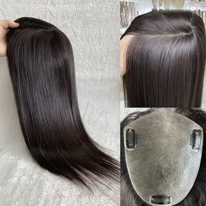 Pronto para enviar clipe ins indetectável completa pu pele Injeção de base 130% densidade do cabelo humano mulheres topper silicone pu peruca