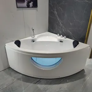 BALIS fabrika cam köşe üçgen küçük banyo 1.2 m jet masaj jakuzi küvet tedarikçisi