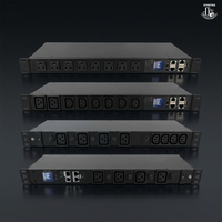 SYNSTRO Rakit Unit Distribusi Daya Rak (Rack-Mount) 1U 19" 16A 8 Outlet Dapat Disambung Daisy-Chain C13/C19 Tipe Single IP