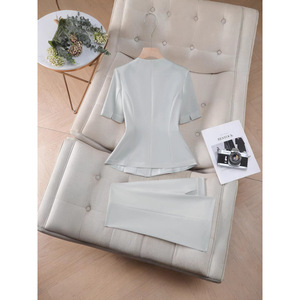 Women's Suit Set Short Sleeve Blazer And Trousers Elegant Satin Anti-Wrinkle Commute YSY6612 - Product Image 3