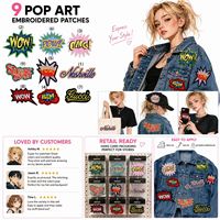 Lot de patchs brodés thermocollants ou à coudre, motifs Comic, Wow, OMG, Bam, Pow, Burst, Word, Pop Art, Nashville Script